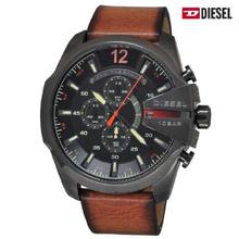 Diesel Mega Chief Black Dial Brown Leather Watch For Men- DZ4343