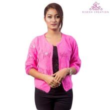 Pink Woolen Shrug For Women