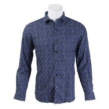 Turtle Navy Blue/White Floral Printed Full Sleeve Shirt For Men (4012) + 6 Pairs of Happy Feat Socks