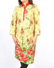 Saavya Design'S Women Shirt Collar Printed Beige/Red Kurti