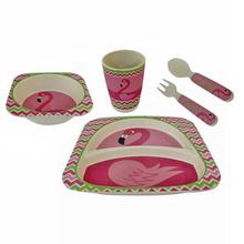 Yookidoo  Pink/Green Flamingo Printed Meal Set For Kids