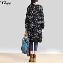 Celmia 2019 Autumn Women Long Hoodies Dress Ladies Long