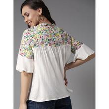Casual Bell Sleeve Printed Women White Top
