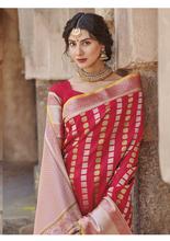 Stylee Lifestyle Red Banarasi  Silk Jacquard Saree - 2295