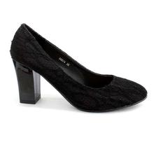 DMK Black Textured Pump Heel Shoes For Women - 98674