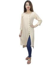 Cream Slub Rayon High-Low Kurti for Women