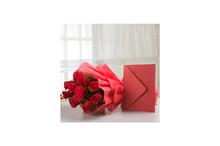 Red Roses Bouquet N Greeting Card