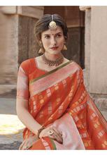 Stylee Lifestyle Orange Banarasi Silk Jacquard Saree - 2117