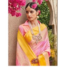 Stylee Lifestyle Pink Banarasi Silk Jacquard Saree (1679)