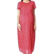 Nine Maternity Red Printed Maternity Dress For Women - 5488