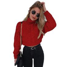 Women Casual Long Sleeve Turtleneck Crop Sweaters