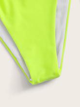 Neon Lime Triangle Top With Tie Side Tanga Bikini