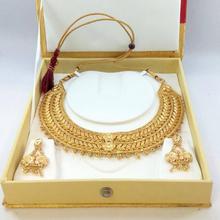 Gold Plated Weave Designed Adjustable Necklace And Earrings Jewelry Set