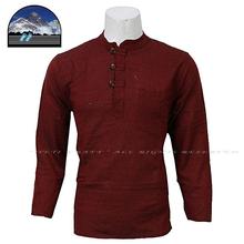 Maroon Front Buttoned Kurta Shirt For Men