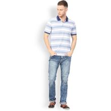 Striped Men's Polo Neck Grey T-Shirt