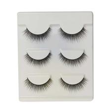 Black Handmade Natural Eyelashes For Women Set - 3 Pairs (3D-01)