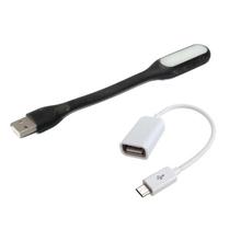 Combo Of OTG Cable And USB Light - White/Black