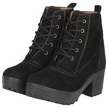 SALE-FASHIMO Women's Black Leather Look Ankle Length Boot