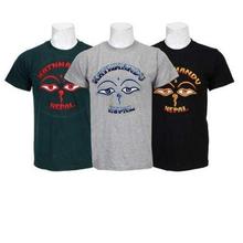 Pack Of 3 Eye Embroidered 100% Cotton T-Shirt For Men-Blue/Grey/Green