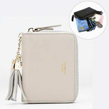 Leather Credit Card Case Coins Purse Zipper Key Wallet