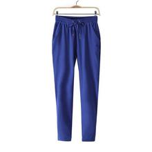 Fashion Women Leisure Strappy Pants Elastic Waist Bright