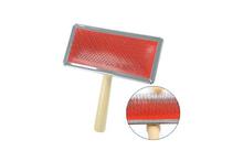 Pet Grooming Comb With Wooden Handle (Soft Pin With Rubber Pad) - Medium