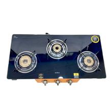 Elica Gas Cooktop Black And Orange Colour Glass 3 Burner Gas Stove