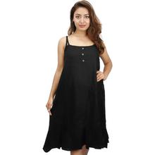 Black Solid Sleeveless Mini Dress For Women