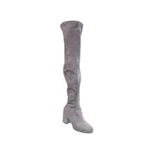 Grey Solid Long Boots For Women