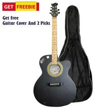 Black Matte Full Size Indian Guitar With Free Cover And 2 Picks