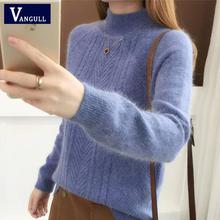 Vangull Half-Turtleneck Knitted Sweater Women Long Sleeve