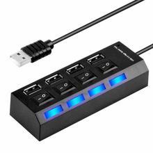 4 Charging Port Multiple USB2.0 HUB Charge Adapter High Speed For PC Laptop New