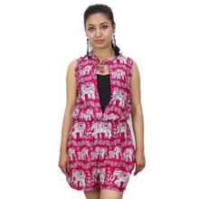 Pink Sleeveless Elephant Printed Jumpsuit For Women