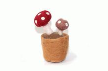 Red/Beige Felt Mushroom Vase Decor