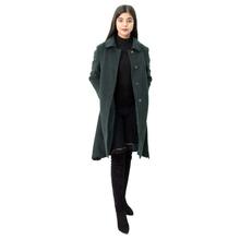 Buttoned Designed Solid Long Coat For Women