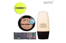 Technic Combo Of 3 Technic Mega Sultry Eyeshadows, Foundation & Color Fix Water Resistant Powder