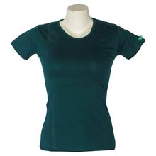 Petrol Blue Cotton Solid T-Shirt For Women