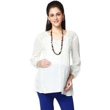 Nine Maternity White Solid Top For Women - 5430