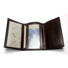 Mens Stylish Trifold Wenz Genuine Leather Wallet Coffee Brown