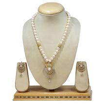 White Pearl And American Jarkan Diamond Necklace And Earring Set For Women