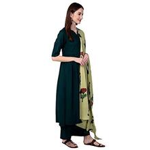 Amayra Women's Rayon Kurti with Palazzos & Dupatta (Green)