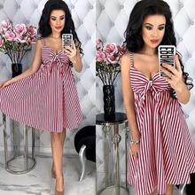 Women Summer Sexy Striped Spaghetti Strap Dress Ladies