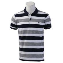 Black White Stripe Polo T-Shirt For Men