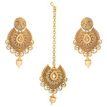 I Jewels Antique Gold Plated Handcrafted Polki Traditional