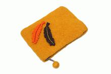 Yellow Front Leaf Patched Wallet For Women