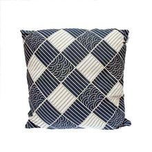 Irregular Print Linen Cushion (Blue)