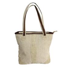 White/Brown Hemp Handbag For Women