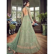 Stylee Lifestyle Green Net Embroidered Dress Material (1817)