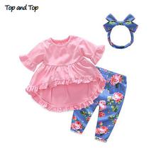 Top and Top Fashion Cute Toddler Girls Clothing Set Short Sleeve