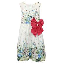 White Floral Printed Frock For Girls